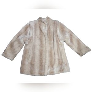 Vintage Luraseel Union Made Light Leather Lined Vegan Fur Coat Size 11